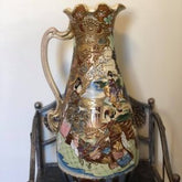 Antique 1880’s Royal Satsuma Vase/ Water Ewer. Very rare collectible Japanese pottery, with stunning colors and hand painted detail.
